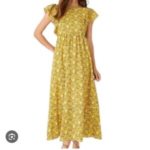Ann Taylor Floral Yellow Maxi Dress